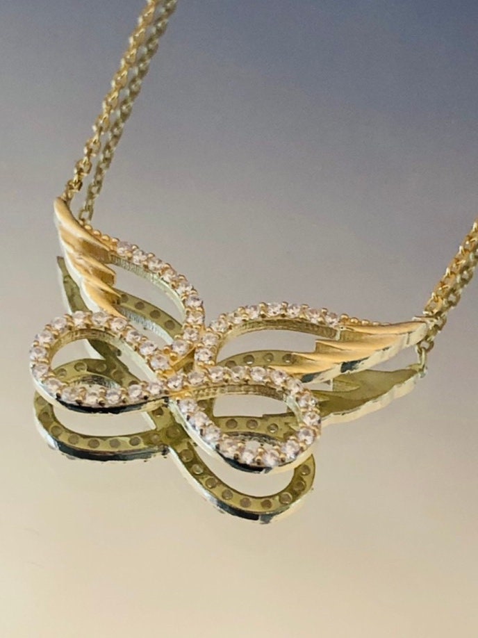 Gold Angel Wing & Infinity  Necklace