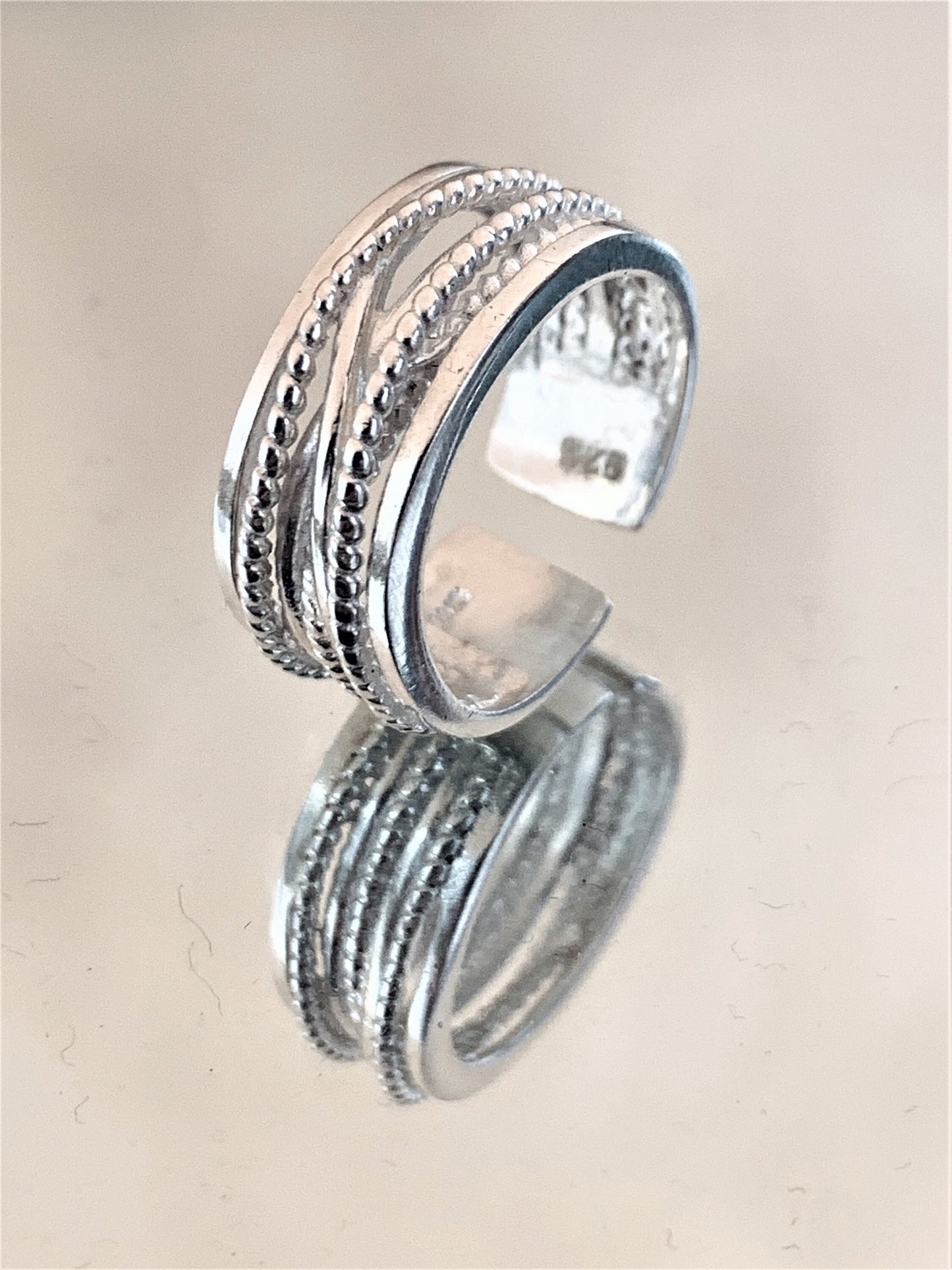 Boho Chunky Sterling Silver Adjustable Ring