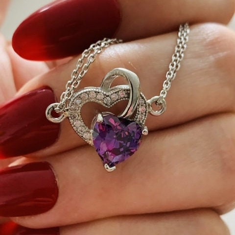 Alessi Amethyst Double Heart Bracelet with Necklace Option